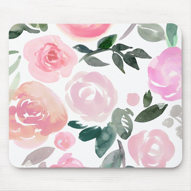 BLUMENwatercolor-ROSEN-MAUSUNTERLAGE Mousepad (Vorne)