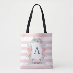 Blumenwatercolor-Wappen mit Streifen des