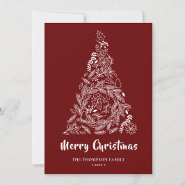 Blumenweihbaum | Poinsettia Pine Bough Red Feiertagskarte