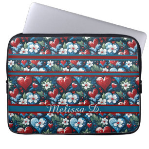 Blumenweihherzen in Rot Blau und Grün Laptopschutzhülle