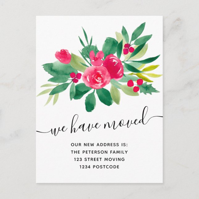 Blumenweihnachtsankündigung Ankündigungspostkarte (Vorderseite)