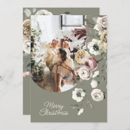 Blumenweihnachtsfest Foto Personalisiert Feiertagskarte