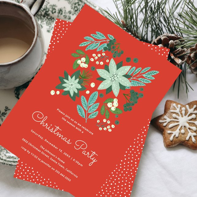 Blumenweihnachtsfest Party Einladung (Floral Christmas Party Invitation)