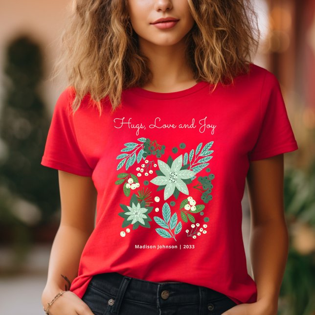 Blumenweihnachtsfest Party T-Shirt (Floral Christmas Party T-Shirt)