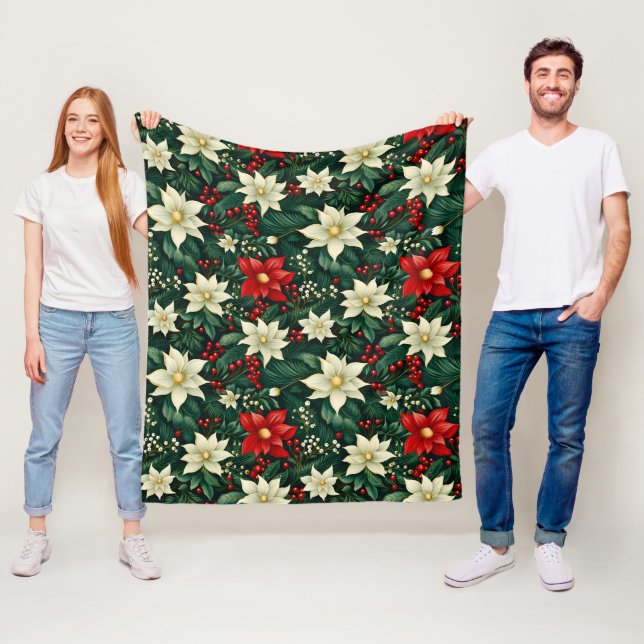 Blumenweihnachtsmuster Fleecedecke (Beispiel)