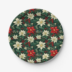 Blumenweihnachtsmuster Pappteller