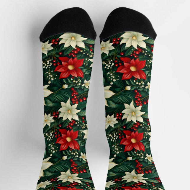 Blumenweihnachtsmuster Socken (Oben)