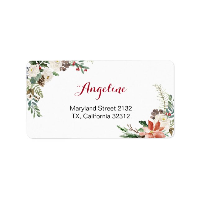 Blumenweihnachtssaison - Modern Address Label Adressaufkleber (Vorne)