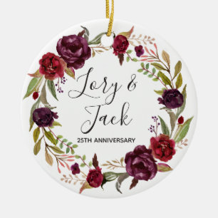Blumenweihnachtsverzierung für Hochzeitstag Keramikornament