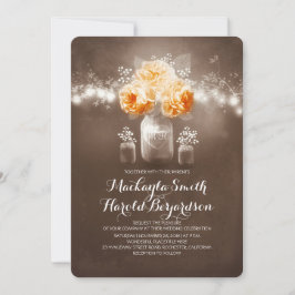 Blumenwein Glas rustikale Saitenleuchten Hochzeit Einladung