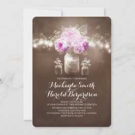 Blumenwein Glas rustikale Saitenleuchten Hochzeit Einladung