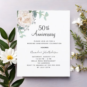 Blumenweiß 50. Hochzeitstag Einladung