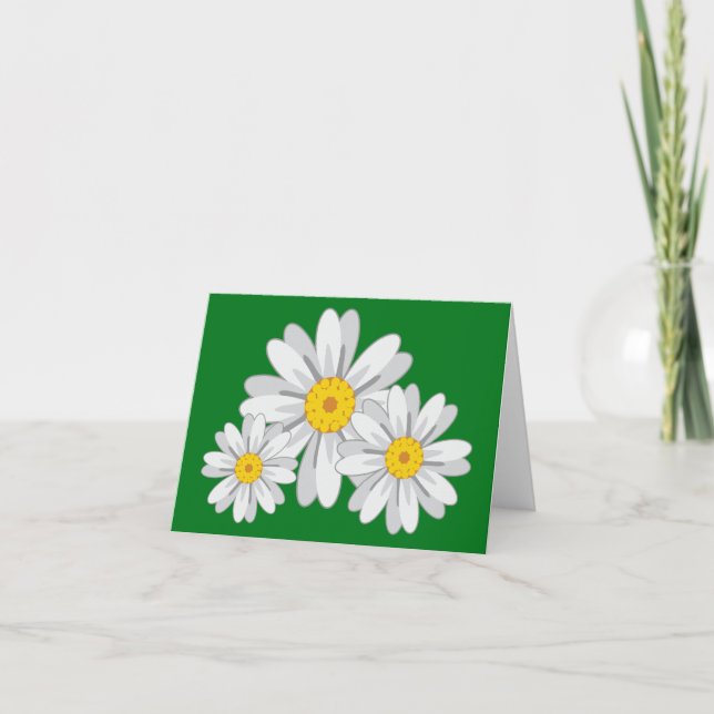 Blumenweiße Daisy-Blume - Grüne Note Dankeskarte (Vorderseite)
