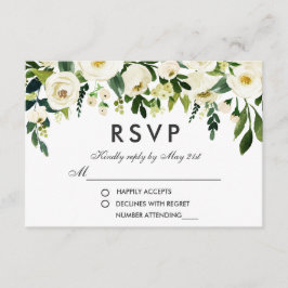 Blumenweiße Hochzeit RSVP Karte