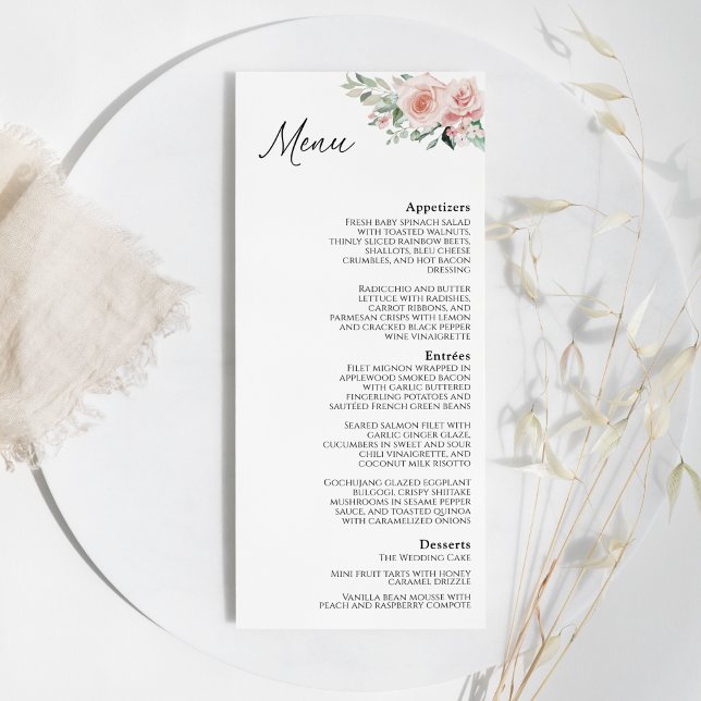 Blumenweiße Hochzeitsmenü Menükarte (Von Creator hochgeladen)
