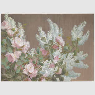 Blumenweißpapier und rosa Rosengewebe Seidenpapier