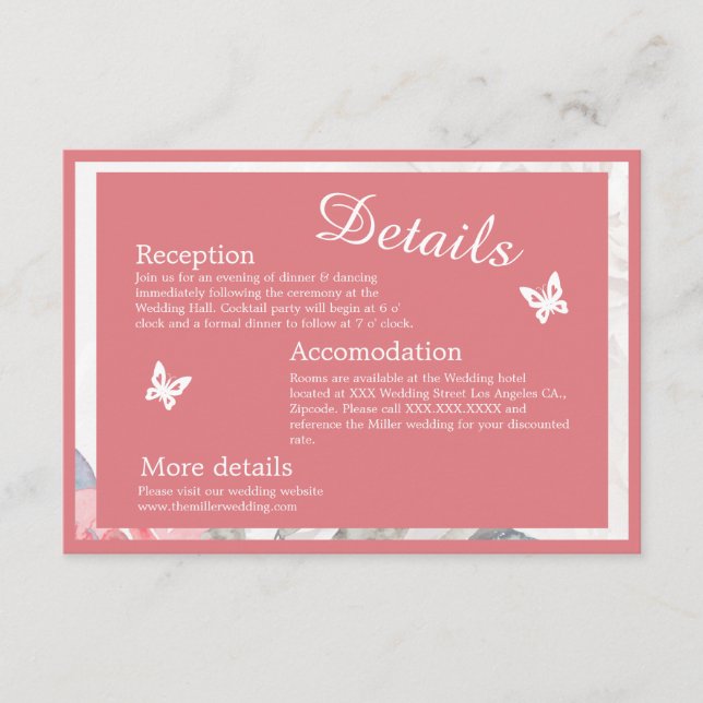 Blumenweizenblume Rose Hochzeit Begleitkarte (Vorderseite)