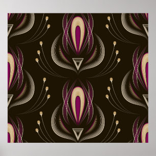 Blumenwelle Vintag Stilvoller Hintergrund Poster