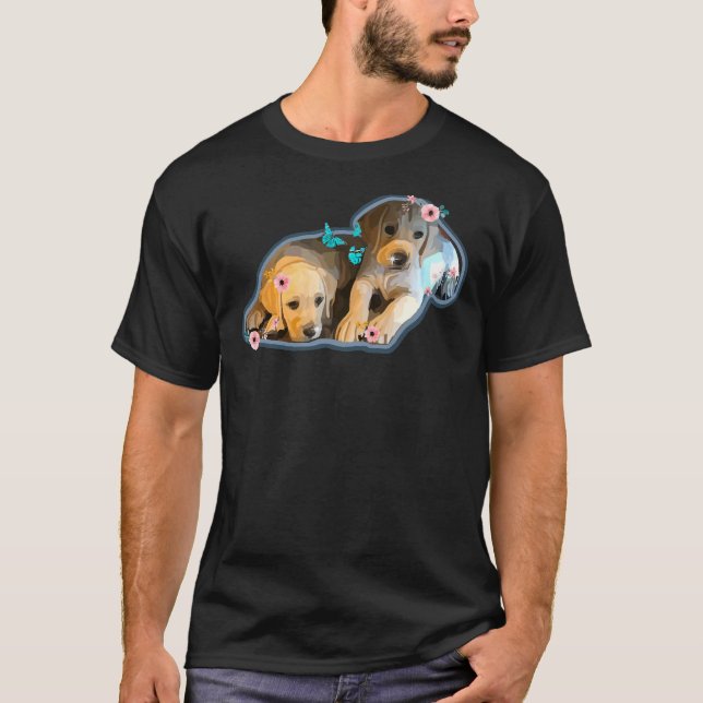 Blumenwelpen Labrador T-Shirt (Vorderseite)