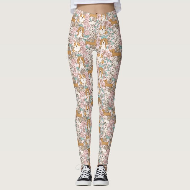 Blumenwelpen Leggings (Vorderseite)