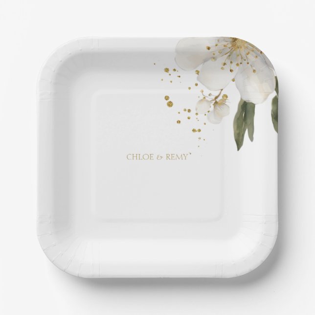 Blumenwetterhochzeit Pappteller (Vorderseite)