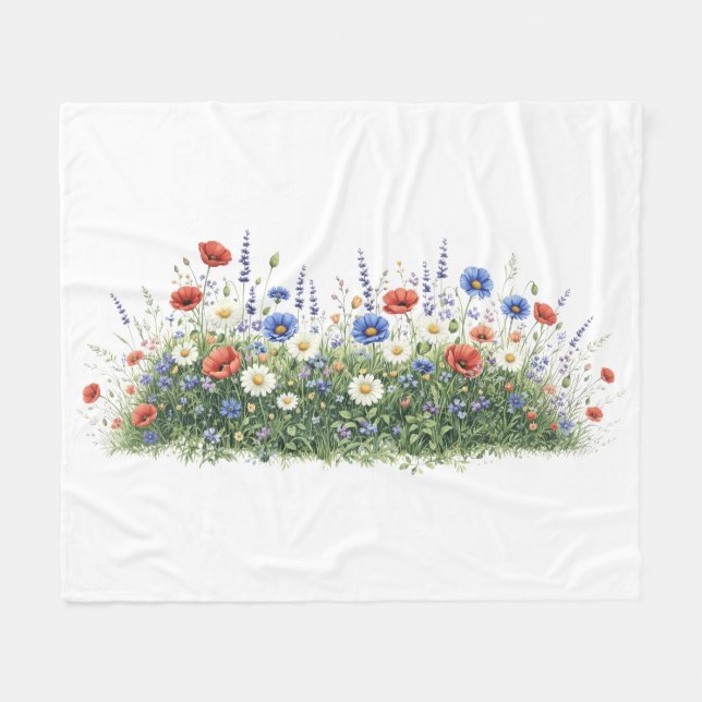 Blumenwiese Botanischer Garten Blumen Fleecedecke (Vorderseite (Horizontal))