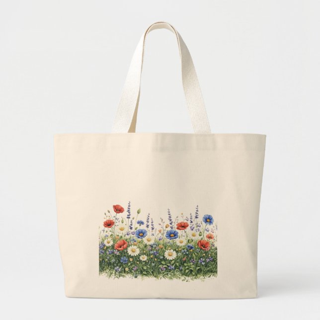 Blumenwiese Botanischer Garten Blumen Jumbo Stoffbeutel (Vorne)