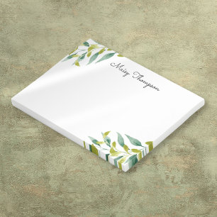 Blumenwiese Grün Monogramm Name Post-it Klebezettel