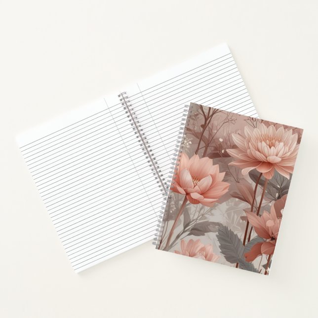 Blumenwiese in Blush und Nutmeg Notizbuch (Innenseite)