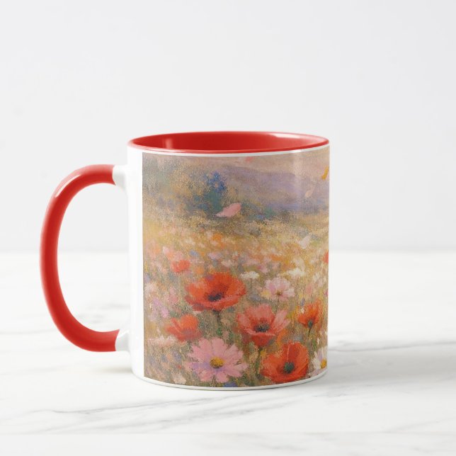 Blumenwind - Kunst im Pastell-Malstil Tasse (Links)