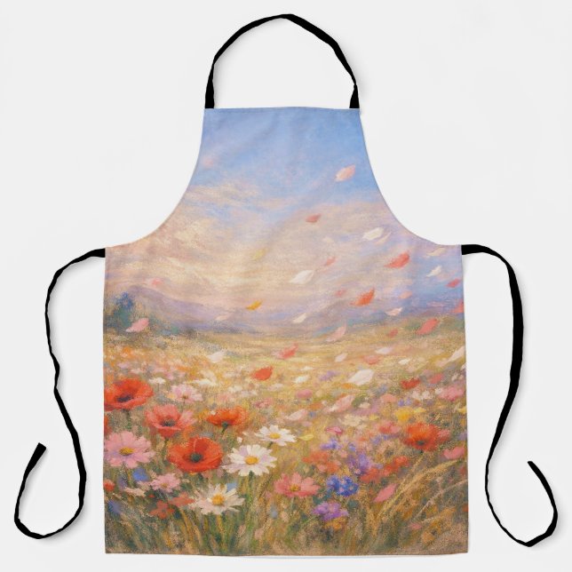 Blumenwind - Pastell-Malstil-Kunst Schürze (Vorderseite)