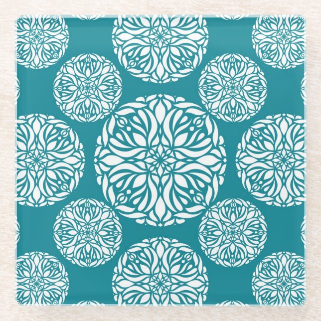 Blumenwinterschneeflocke Glasuntersetzer (Vorderseite)