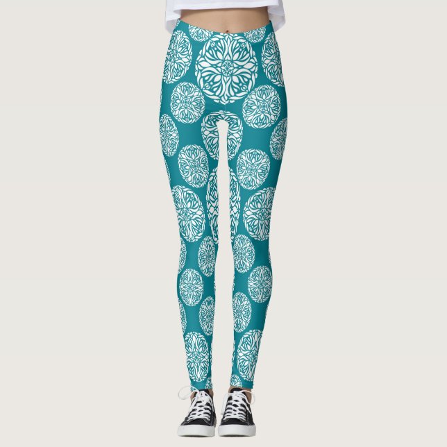 Blumenwinterschneeflocke Leggings (Vorderseite)