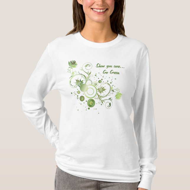 Blumenwirbel Abstrakt Go Green Earth Day T-Shirt (Vorderseite)