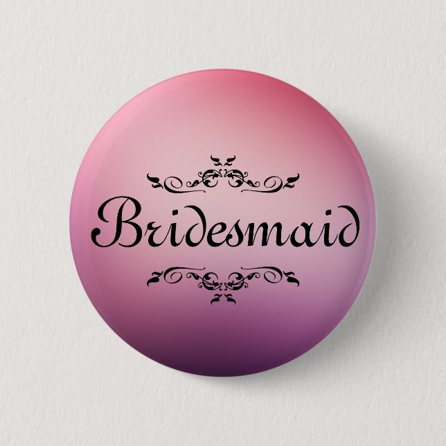 Blumenwirbel Border Bridesmaid Button (Vorderseite)