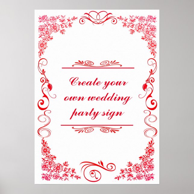 Blumenwirbel Dekorative Hochzeitsfeier an der Gren Poster (Vorne)