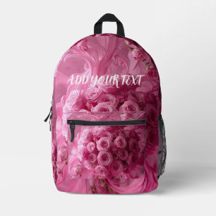 Blumenwirbel Rosa Rucksack – Personalisierter Text