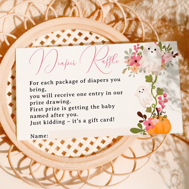 Blumenwirbeldusche Begleitkarte (Floral ghost pumpkin diaper raffle baby shower enclosure card)