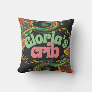 Blumenwirbelkunst Vintager 60er 70er Retroschubsäu Kissen