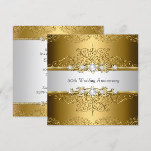 Blumenwirl zum 50. Hochzeitstag Einladung