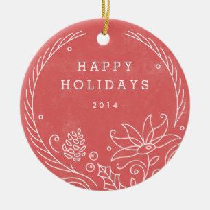 Blumenwreath-Keramik-Verzierung - Stechpalme Keramikornament