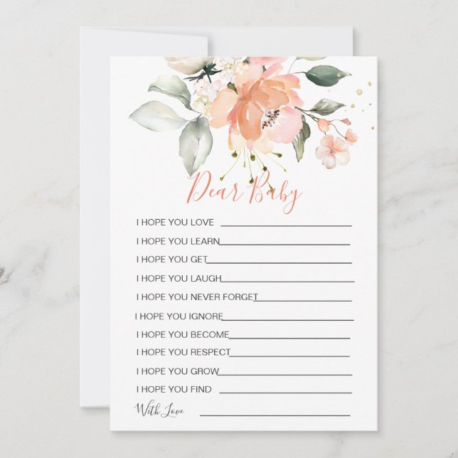 Blumenwünsche für Baby Shower Game Einladung (Vorderseite)