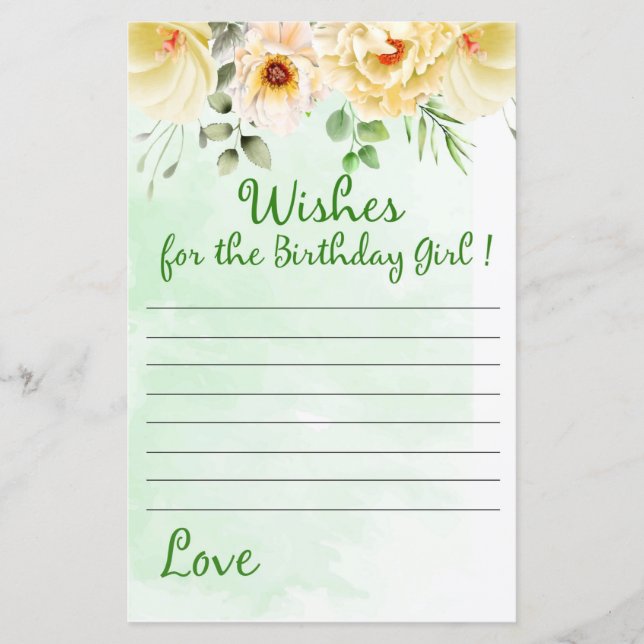 Blumenwünsche für das Geburtstagsmädchen (Vorderseite)