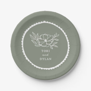 Blumenzange Grüne Scallope Pappteller