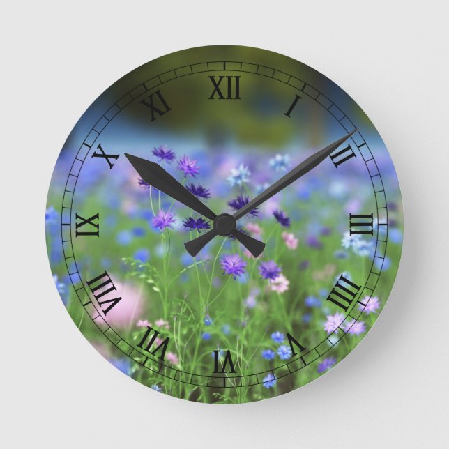 Blumenzange Runde Wanduhr (Vorderseite)