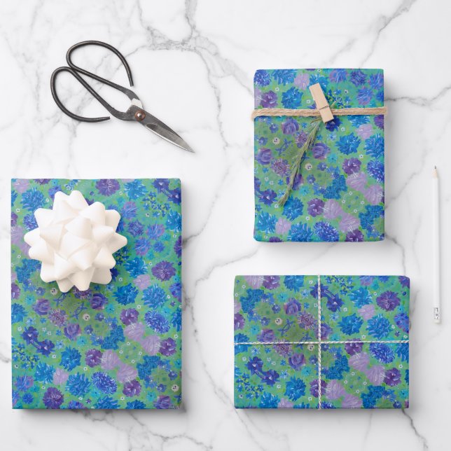 Blumenzapier Geschenkpapier Set (Vorderseite)