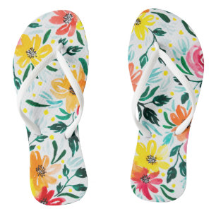 Blumenzauber Wasserfarben - Blume Illustration Flip Flops