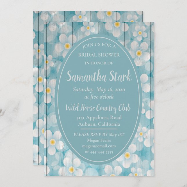 Blumenzaun-Brautparty Einladung (Vorne/Hinten)