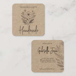 Blumenzeichnung Handgemachte Handwerkskunst Einfac Quadratische Visitenkarte