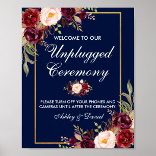 Blumenzeremonie Burgundy Blue Wedding Unplugged Poster